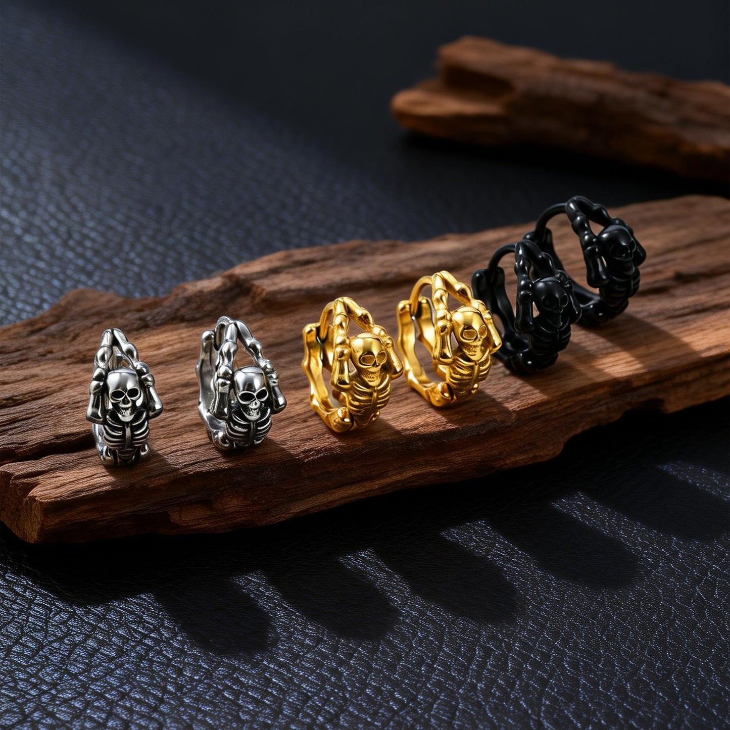 Kemstone Skull Huggie Earrings Stainless Steel Small Hoops for Men & Women EH-750