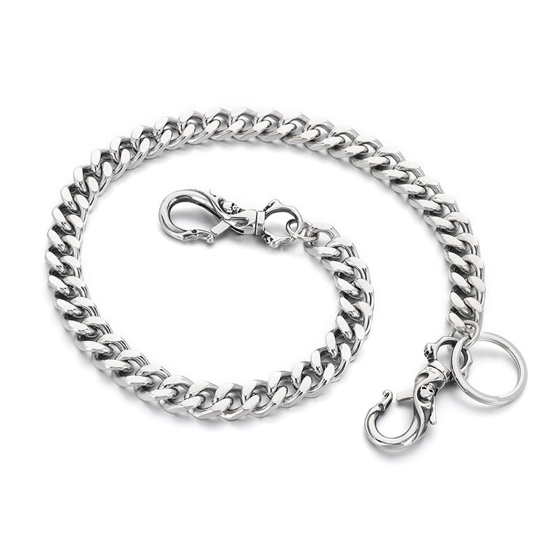 Kemstone Titanium Steel Skull Pants Chain – Double Clasp Street Wallet Chain for Men KK025-Z