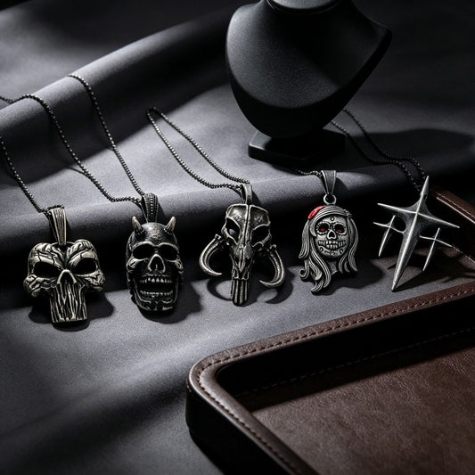 Kemstone Stainless Steel Skull Pendant Necklace for Men Vintage Gothic Distressed Jewelry KP118628-LU