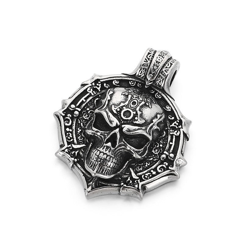 Kemstone Skull Pendant Necklace Stainless Steel Biker Mechanical Engine Design for Men KP117023-LU