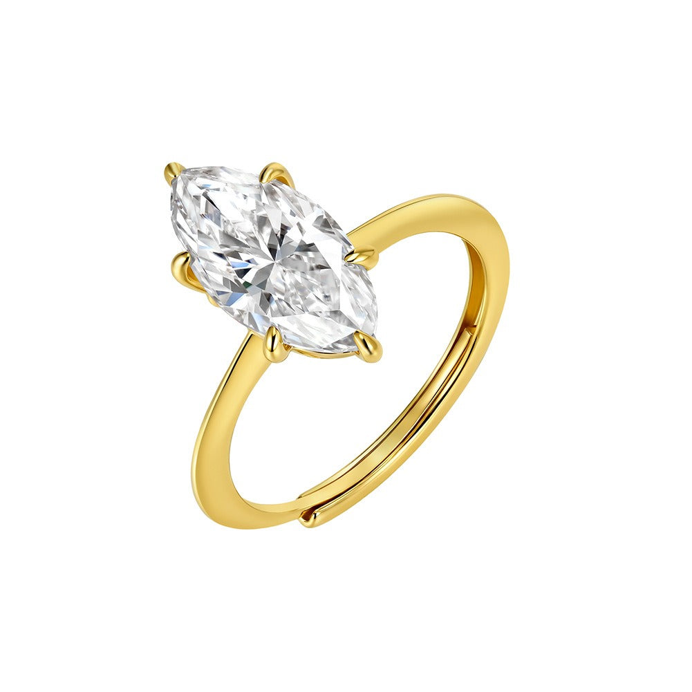Kemston 925 Sterling Silver Marquise Moissanite Ring for Women Solitaire Design SMOR19