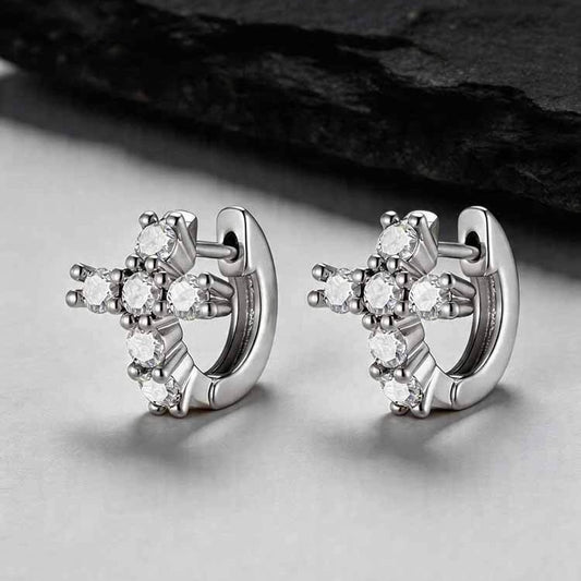 Kemstone Cross Hoop Earrings Cubic Zirconia Huggie for Men & Women EBD-538