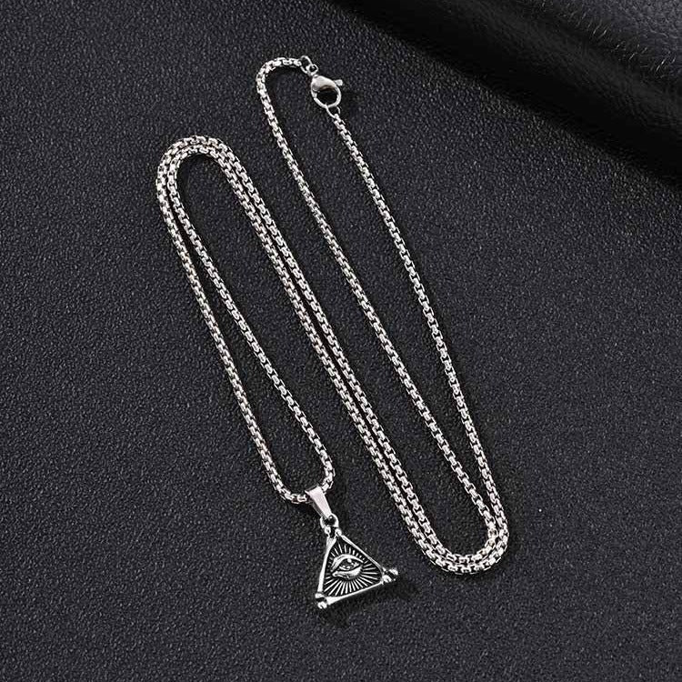 Kemston Triangle Eye Necklace for Men Stainless Steel Gothic Pendant PN-2395