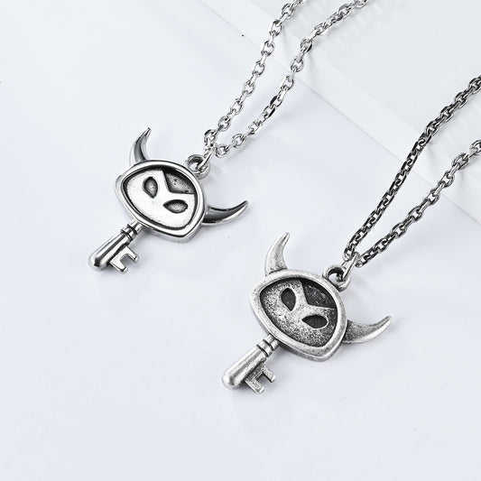Kemstone Titanium Steel Key Pendant Necklace for Men Small Horn Detail Vintage K-PT550