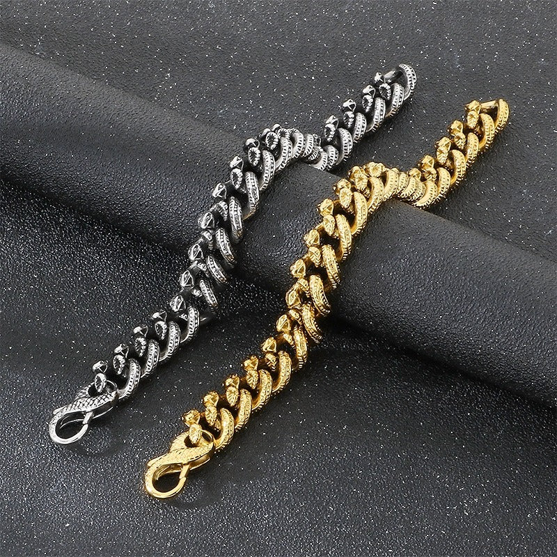 Kemstone Snake Chain Bracelet for Men Titanium Steel Heavy Link Gold Silver KB204392-KJX