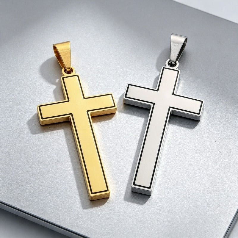 Kemstone Stainless Steel Black Outline Cross Pendant for Men KP119299-KL