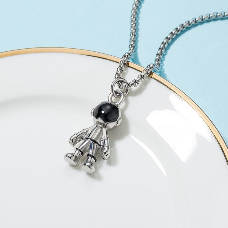 Kemston Stainless Steel Astronaut Space Character Pendant Necklace for Men Women Hip Hop K-PT196