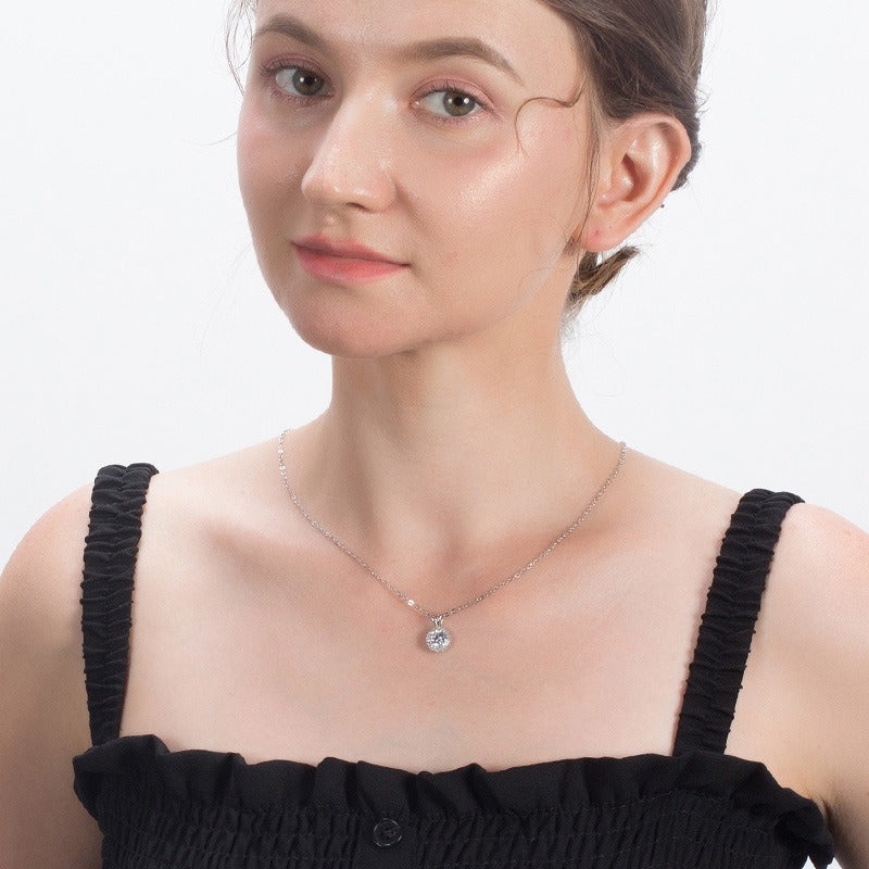 Kemstone 925 Sterling Silver Cubic Zirconia Halo Pendant Necklace for Women SN215