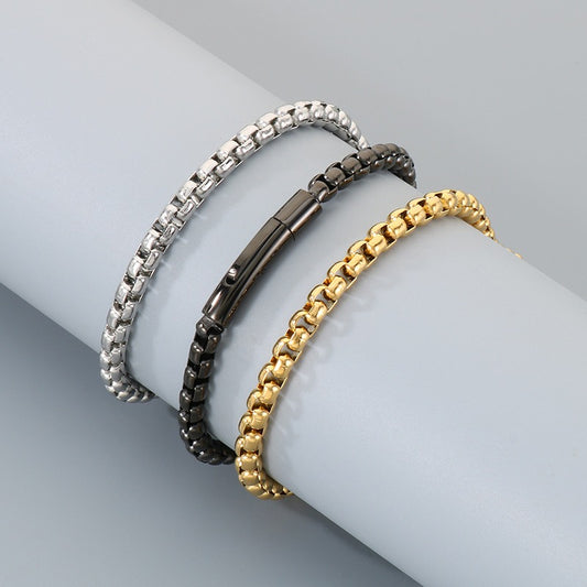 Kemstone Titanium Steel Square Bead Chain Bracelet for Men KB145394-KFC