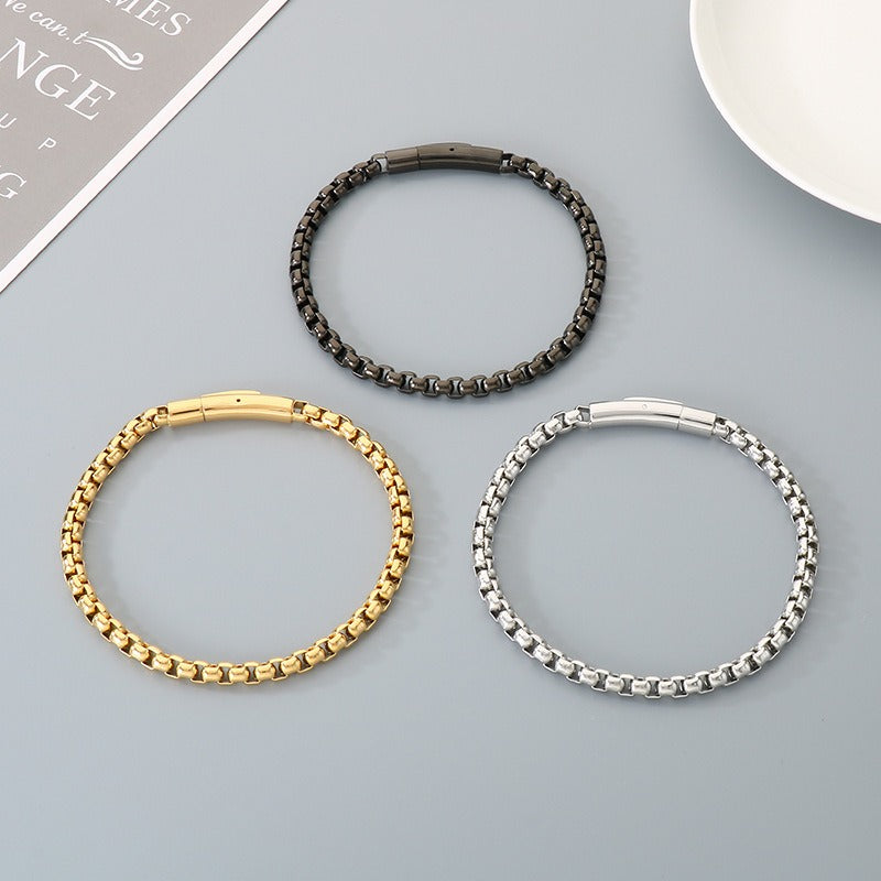 Kemstone Titanium Steel Square Bead Chain Bracelet for Men KB145394-KFC