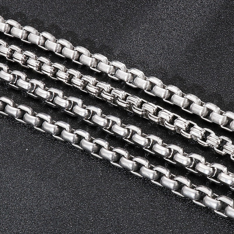 Kemstone Titanium Steel Box Link Bracelet for Men Square Chain Punk Gold Silver Black KB138817-KFC