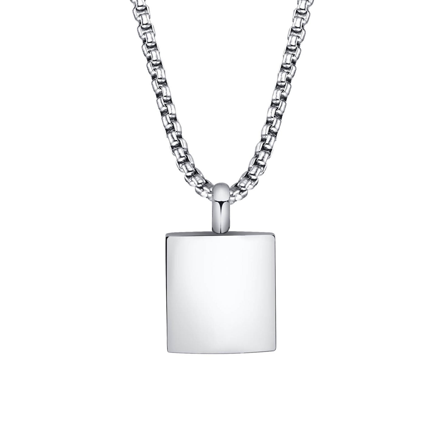 Kemstone Square Keepsake Pendant Necklace for Men Women Stainless Steel Minimalist Locket PN-1871