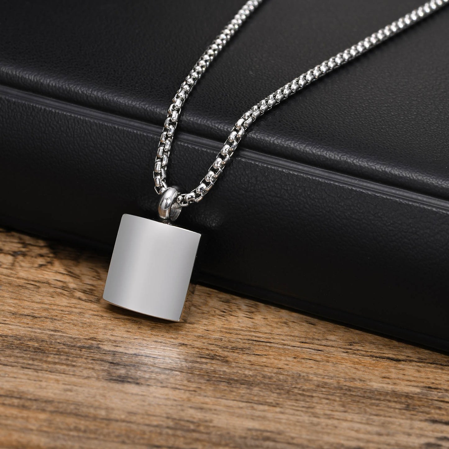 Kemstone Square Keepsake Pendant Necklace for Men Women Stainless Steel Minimalist Locket PN-1871