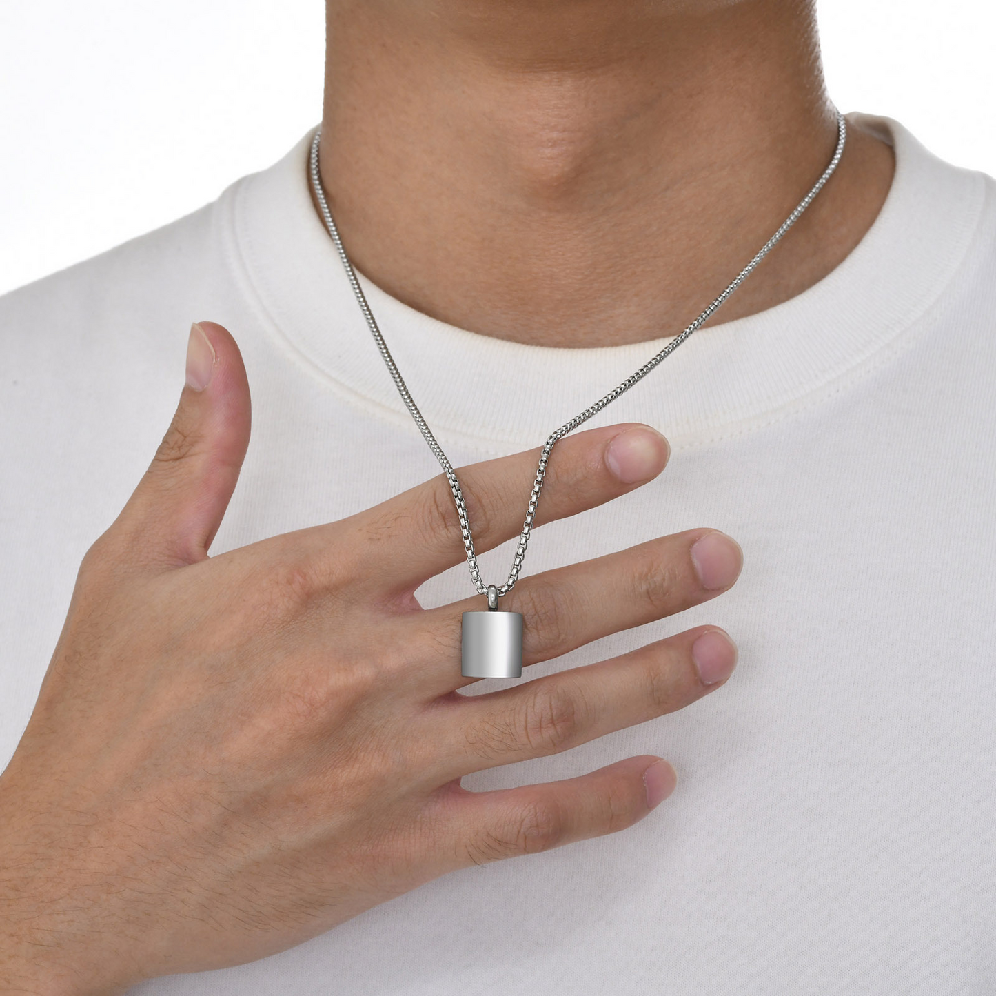 Kemstone Square Keepsake Pendant Necklace for Men Women Stainless Steel Minimalist Locket PN-1871