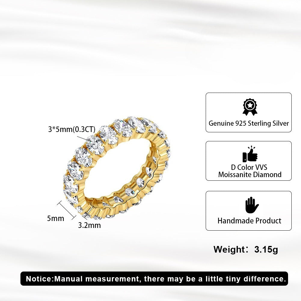 Kemston Oval Cut Moissanite Eternity Ring for Women 925 Sterling Silver SMOR25