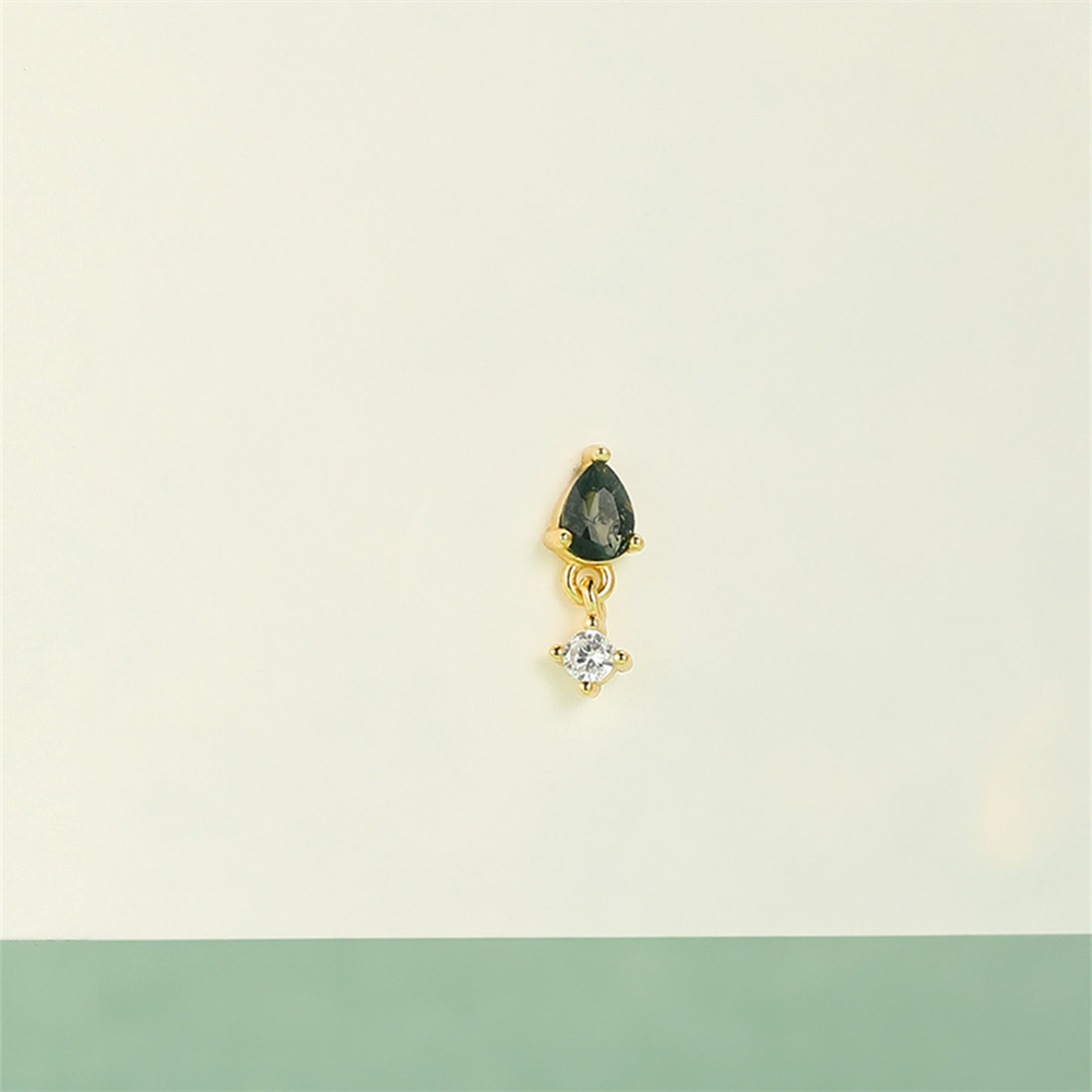 Kemstone S925 Sterling Silver Moss Agate Cartilage Stud Earrings for Women