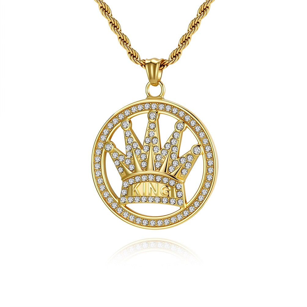 Kemstone Stainless Steel Crown Pendant Necklace for Men K-PT686