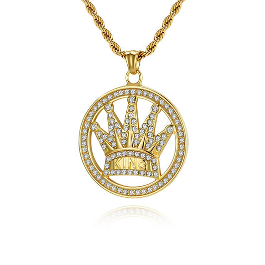 Kemstone Stainless Steel Crown Pendant Necklace for Men K-PT686