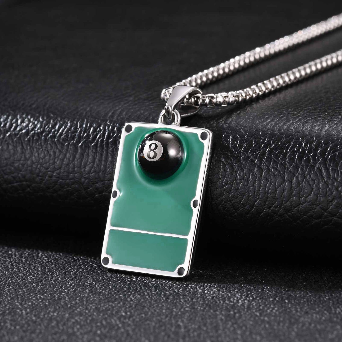 Kemston Stainless Steel 8 Ball Billiard Pendant Necklace for Men PN-2374