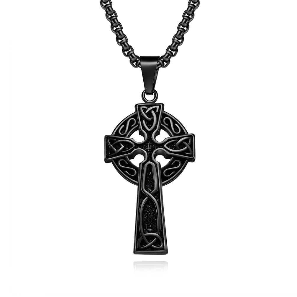 Kemstone Stainless Steel Celtic Cross Pendant Necklace for Men K-PT442