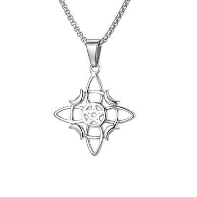 Kemstone Stainless Steel Celtic Knot Star and Moon Pendant Necklace for Men PN-2298
