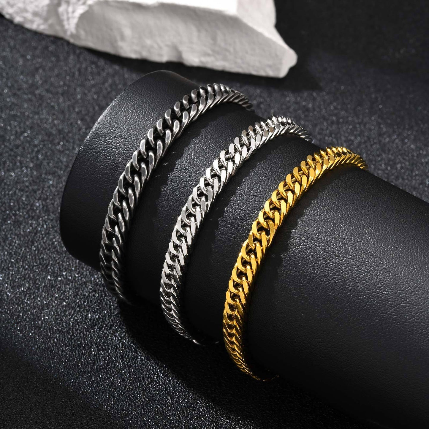 Kemstone Stainless Steel Cuban Link Bracelet for Men – 6mm Chain BR-1749