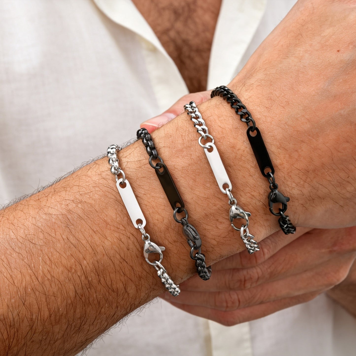 Kemstone Stainless Steel ID Curb Chain Bracelet for Men BR-3074