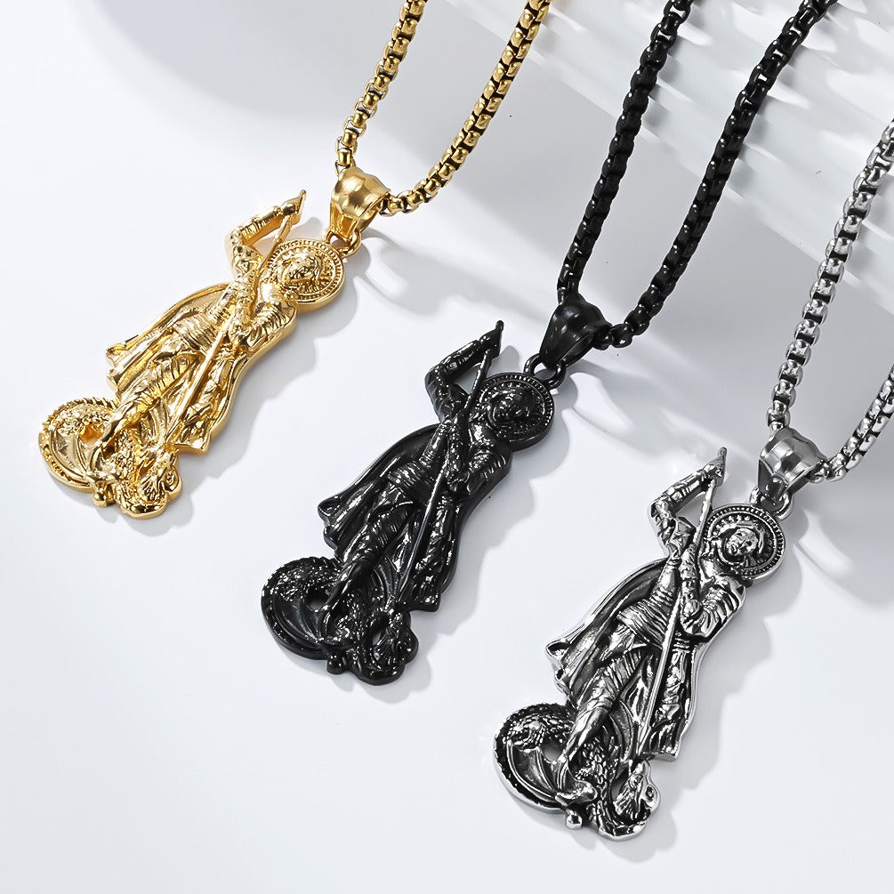 Kemstone Men’s Stainless Steel Saint George Pendant Silver Three Colors K-PT640