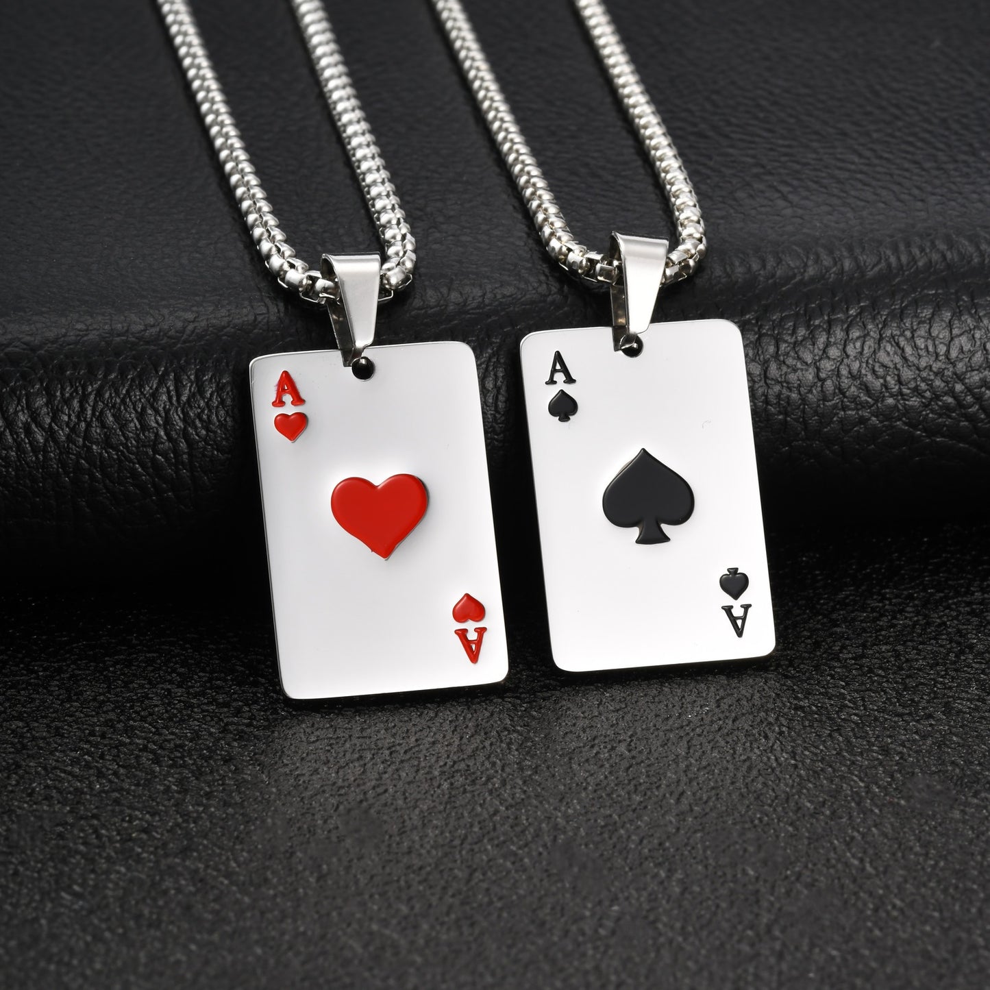 Kemstone Stainless Steel Ace of Spades Pendant Necklace for Men Playing Card PN-2400