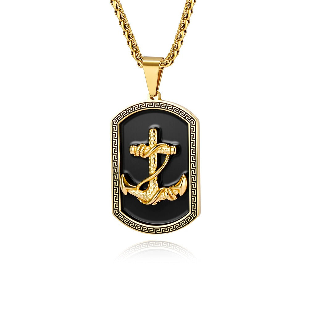 Kemstone Stainless Steel Anchor Pendant Necklace for Men – Vintage Street Style K-PT696