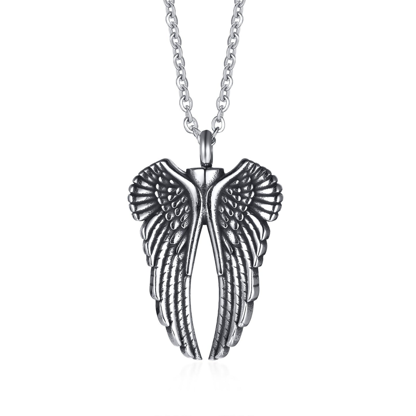 Kemstone Men’s Stainless Steel Angel Wing Keepsake Pendant Necklace PN-1498