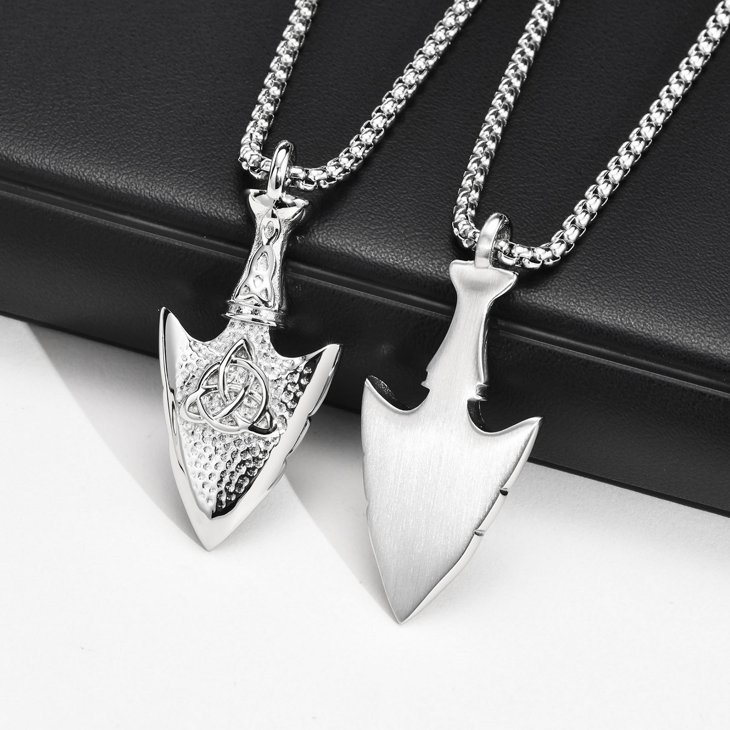 Kemstone Stainless Steel Celtic Knot Arrowhead Pendant Necklace for Men Vintage PN-1562