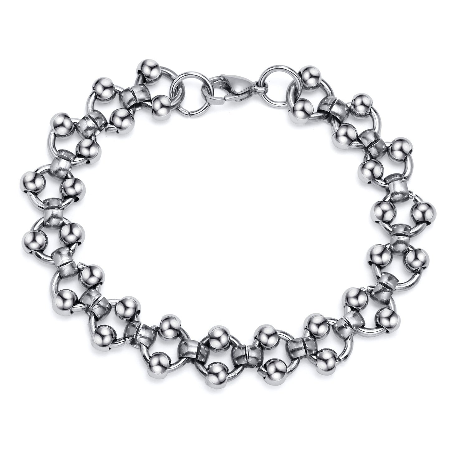 Kemstone Stainless Steel Ball Link Bracelet – Orb Chain Style for Men BR-1308
