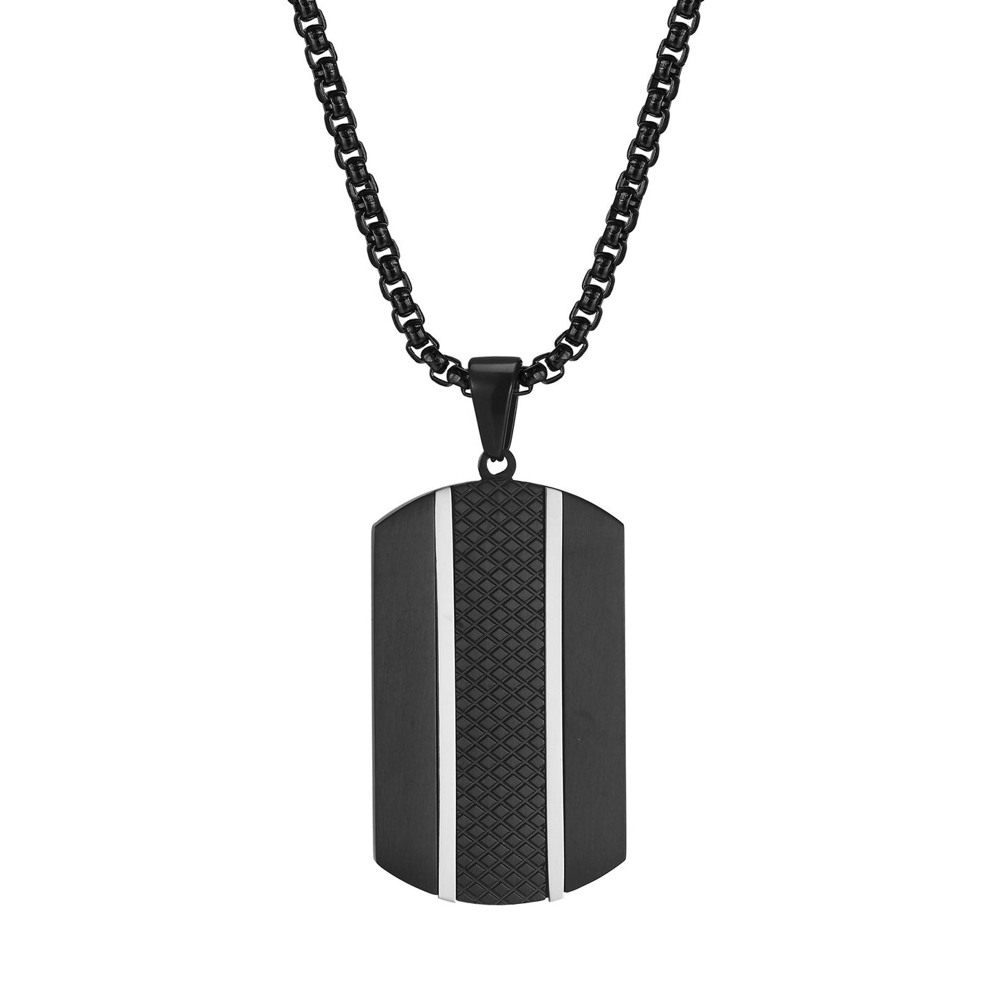 Kemstone Men’s Stainless Steel Black Pendant Necklace – Modern Minimalist PN-1931