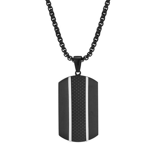 Kemstone Men’s Stainless Steel Black Pendant Necklace – Modern Minimalist PN-1931