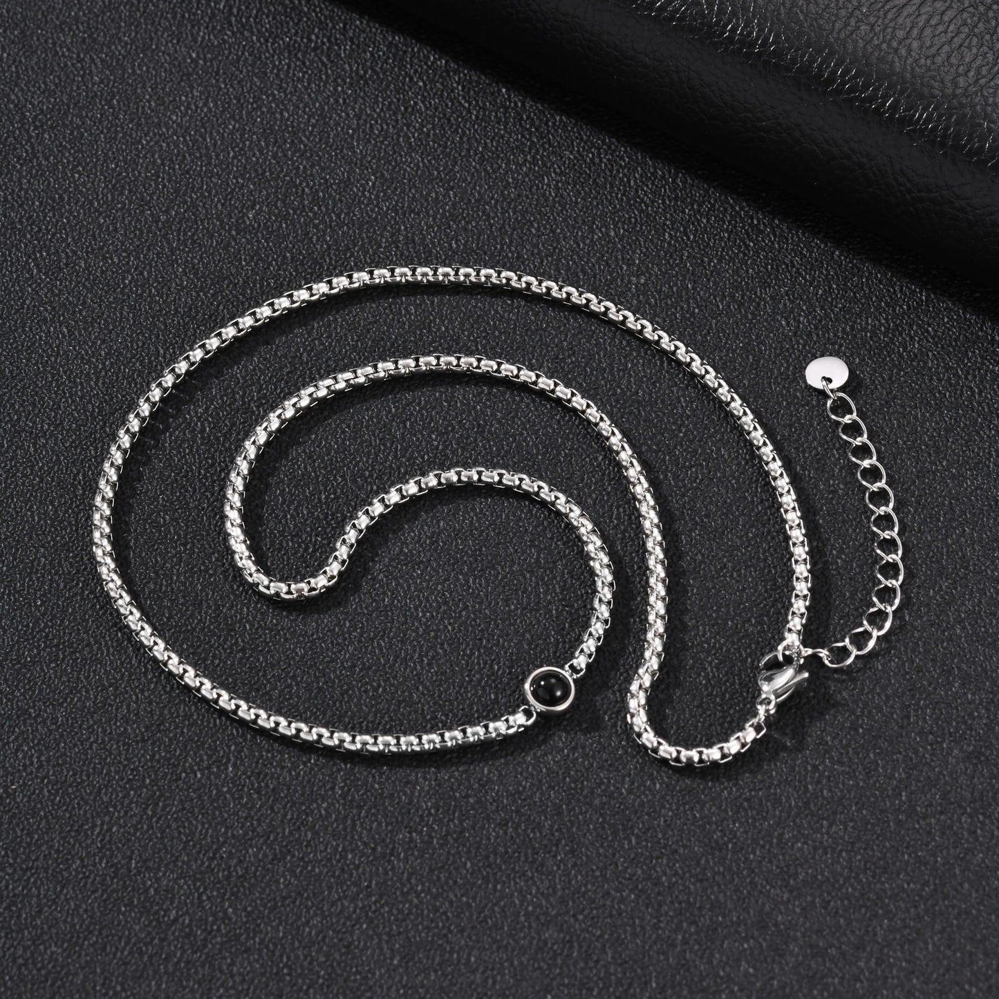 Kemston Stainless Steel Black Stone Beaded Necklace for Men Vintage Style NC-2944S