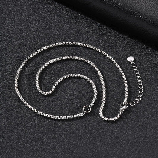 Kemston Stainless Steel Black Stone Beaded Necklace for Men Vintage Style NC-2944S