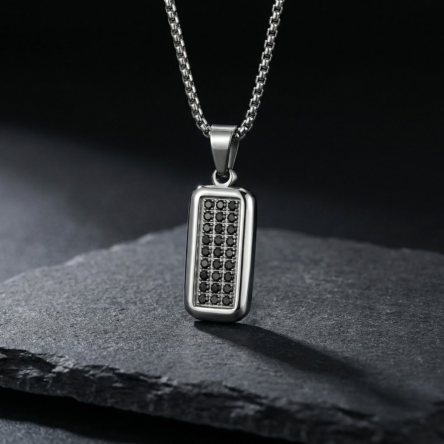 Kemstone Stainless Steel Zircon Inlay Pendant Necklace for Men N-2281