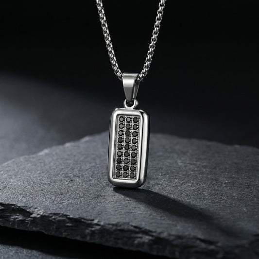 Kemstone Stainless Steel Zircon Inlay Pendant Necklace for Men N-2281