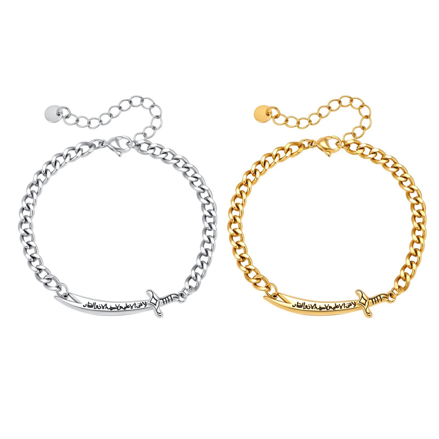 Kemstone Stainless Steel Blade Chain Bracelet for Men Cuban Link Gold Silver BR-2755