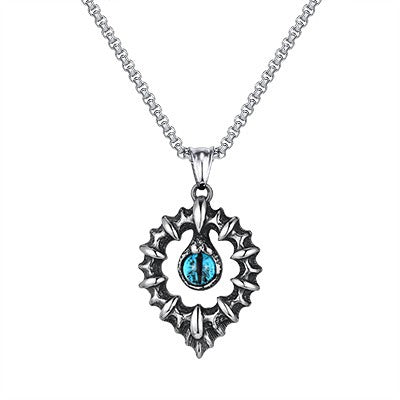 Kemstone Stainless Steel Blue Eye Pendant Necklace – Vintage Style for Men PN-2151