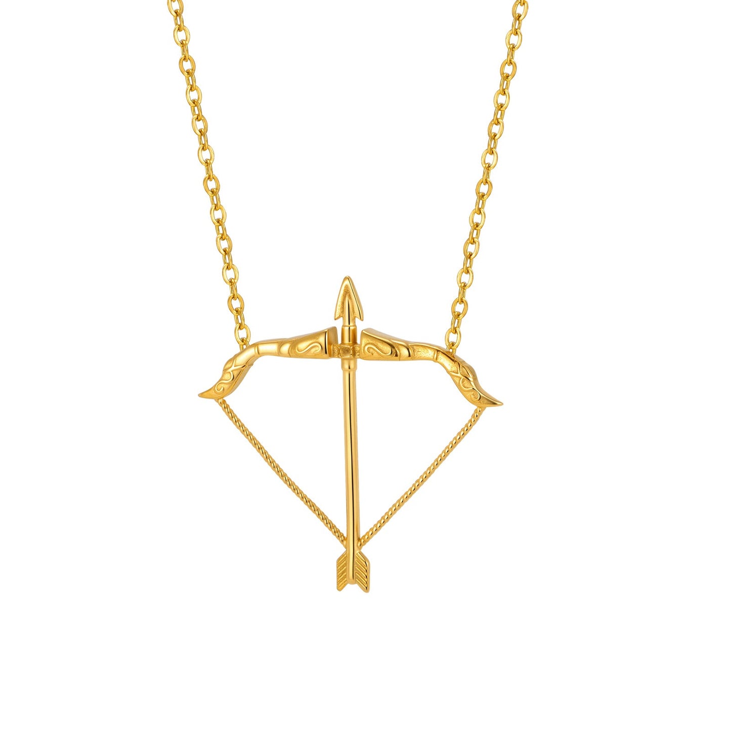 Kemstone Stainless Steel Bow Arrow Pendant Necklace for Men Gold Tone NC-2638G