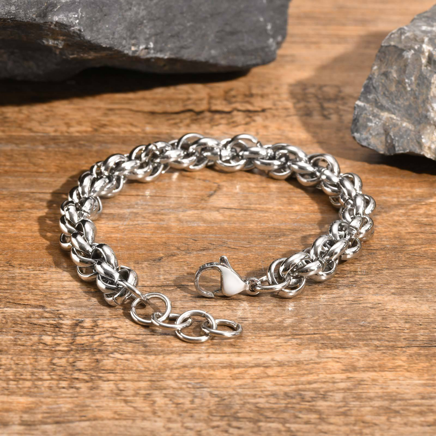 Kemstone Stainless Steel Twisted Rope Chain Bracelet for Men BR-2340