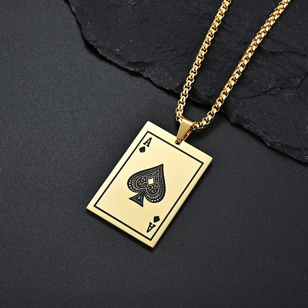 Kemstone Stainless Steel Playing Card Pendant Necklace for Men K-PT282