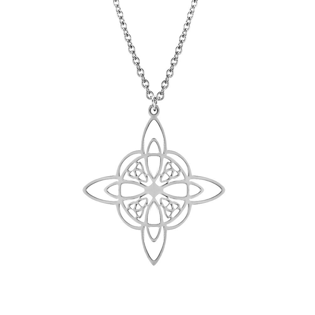 Kemston Stainless Steel Celtic Knot Eternal Triangular Pendant Necklace for Men Women K-PT501