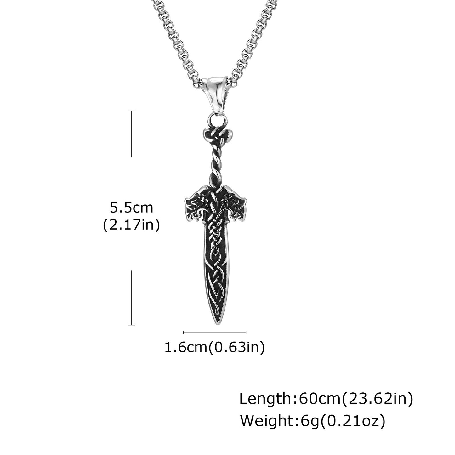 Kemstone Stainless Steel Celtic Sword Pendant Necklace for Men PN-2315