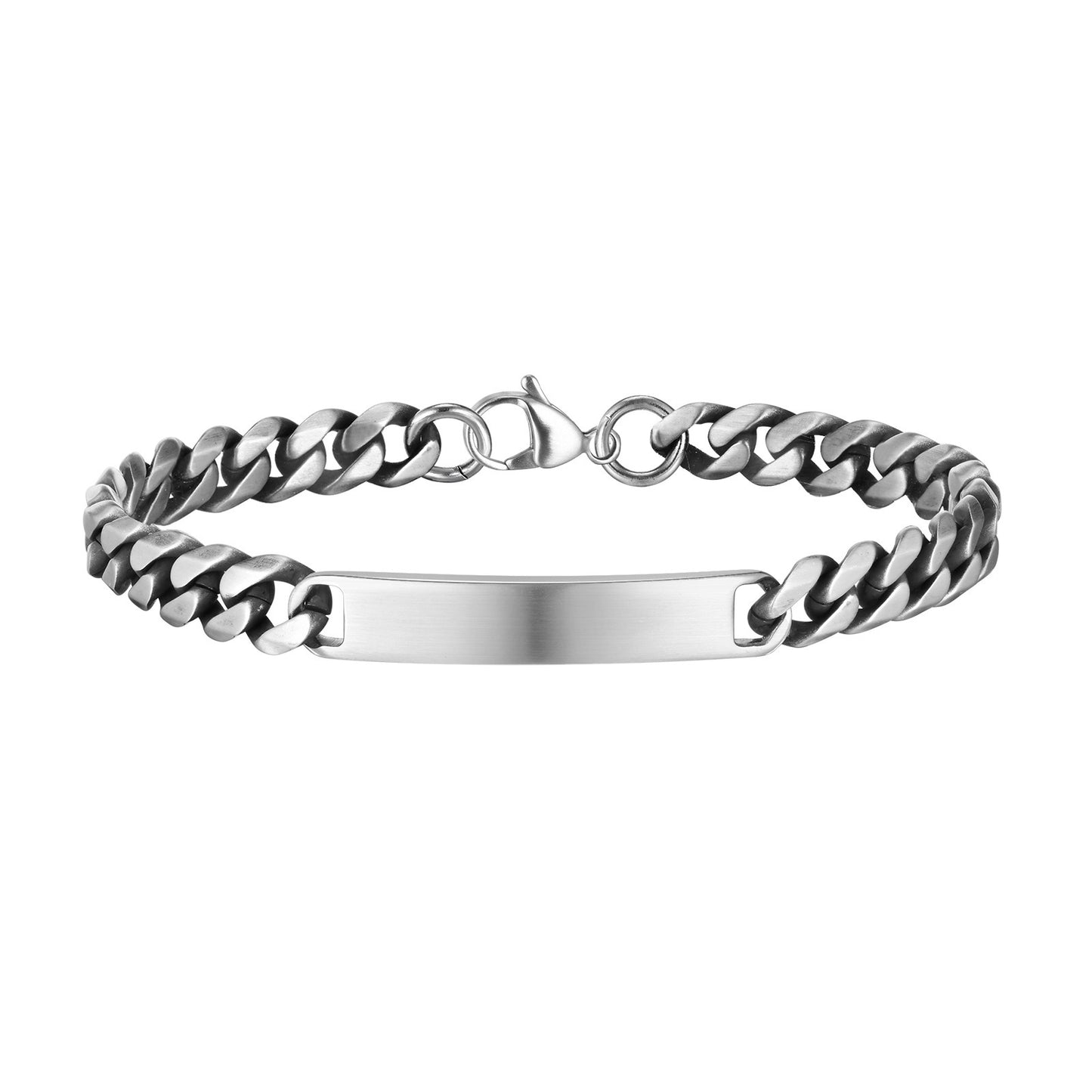 Kemstone Stainless Steel Curved Plate Chain Bracelet for Men – Faceted Link BR2120