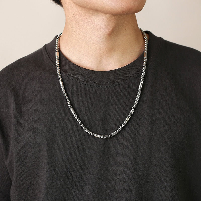 Kemstone Stainless Steel 5mm Chain Necklace for Men Structured Link 60cm Silver NC-839