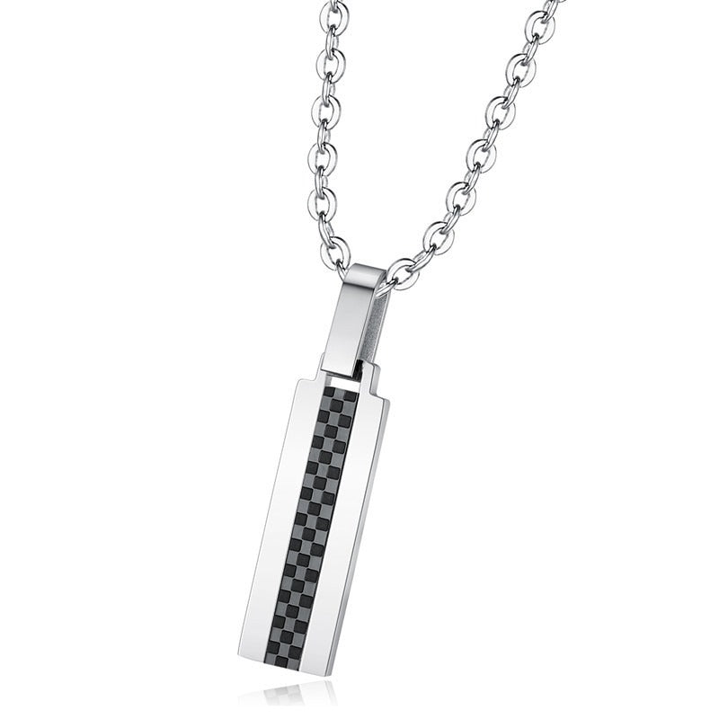 Kemstone Checkered Stainless Steel Pendant Necklace for Men & Women TN0301