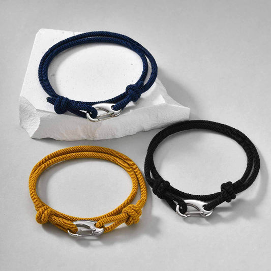 Kemstone Stainless Steel Double Loop Rope Bracelet – Minimal Clasp Style for Men BL-820